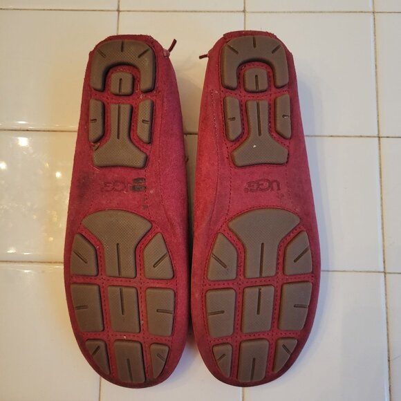 UGG Australia Red Suede Leather Sheepskin Lined Driving Moccasin Slippers 7 - Picture 3 of 10